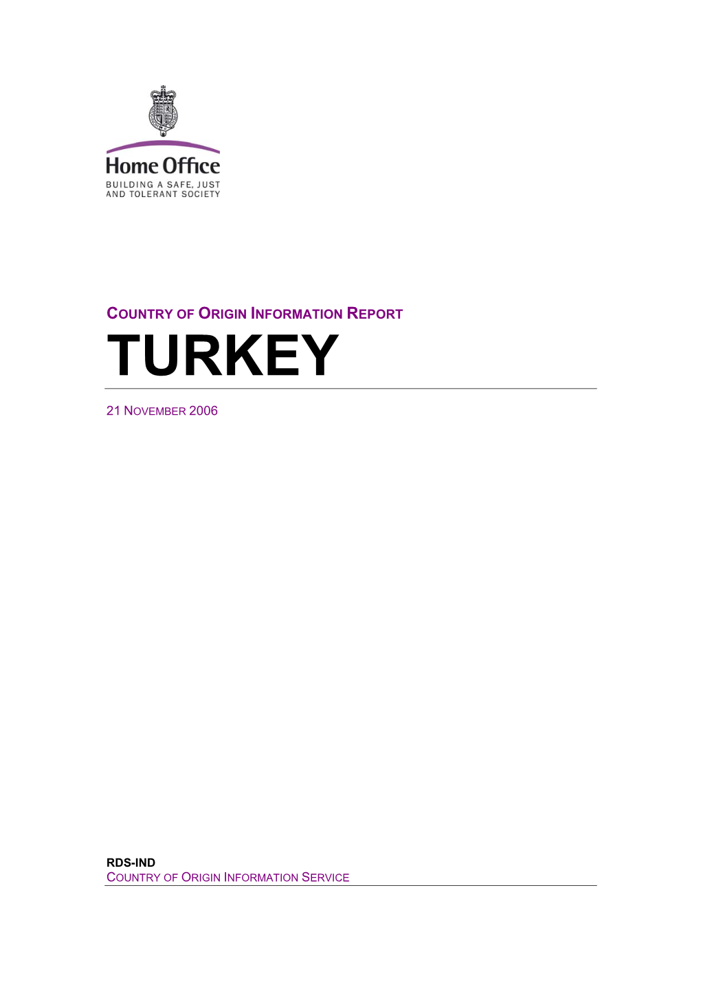 Turkey COIS Report November 2006