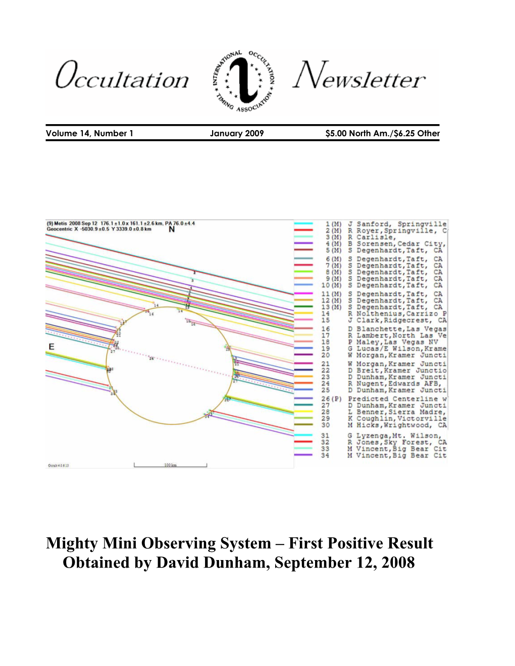 First Positive Result Obtained by David Dunham, September 12, 2008 International Occultation Timing Association, Inc