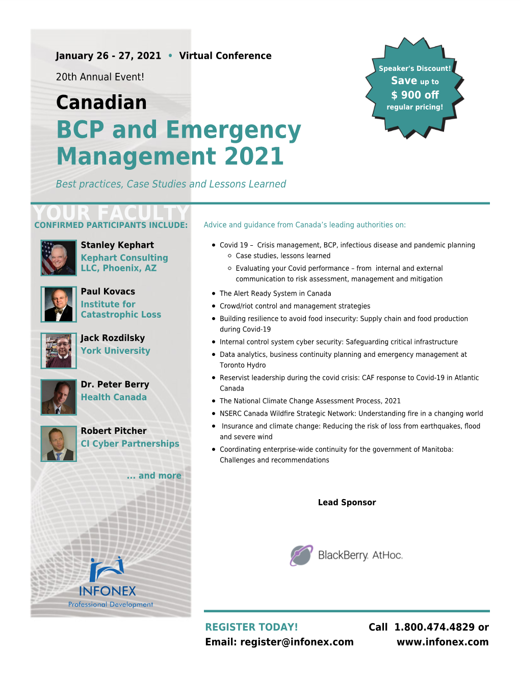 Canadian BCP and Emergency Management 2021 January 26 - 27, 2021 • Virtual Conference