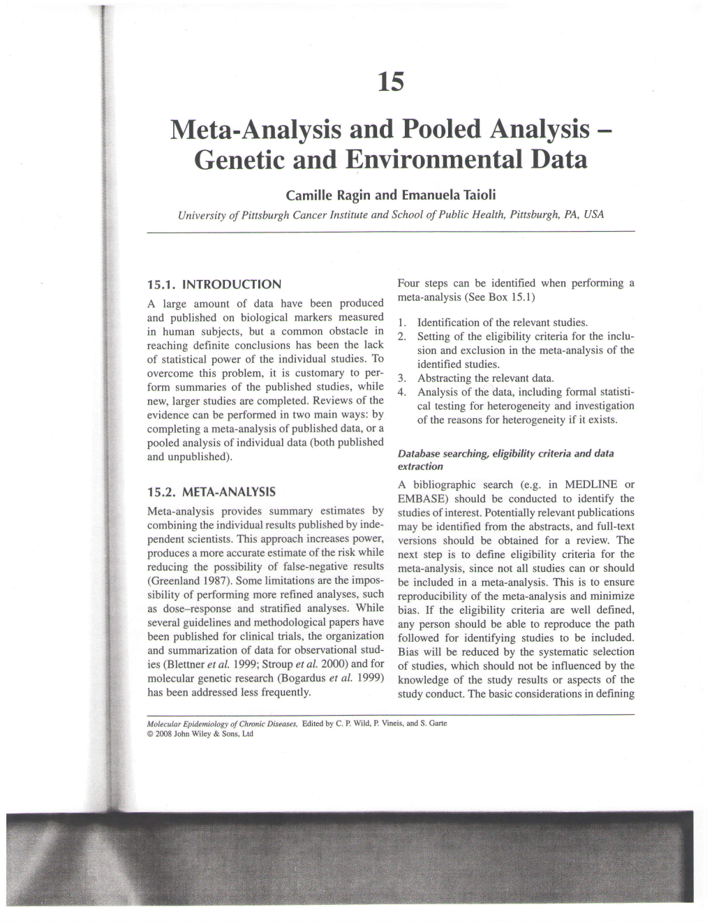 15 Meta-Analysis and Pooled Analysis