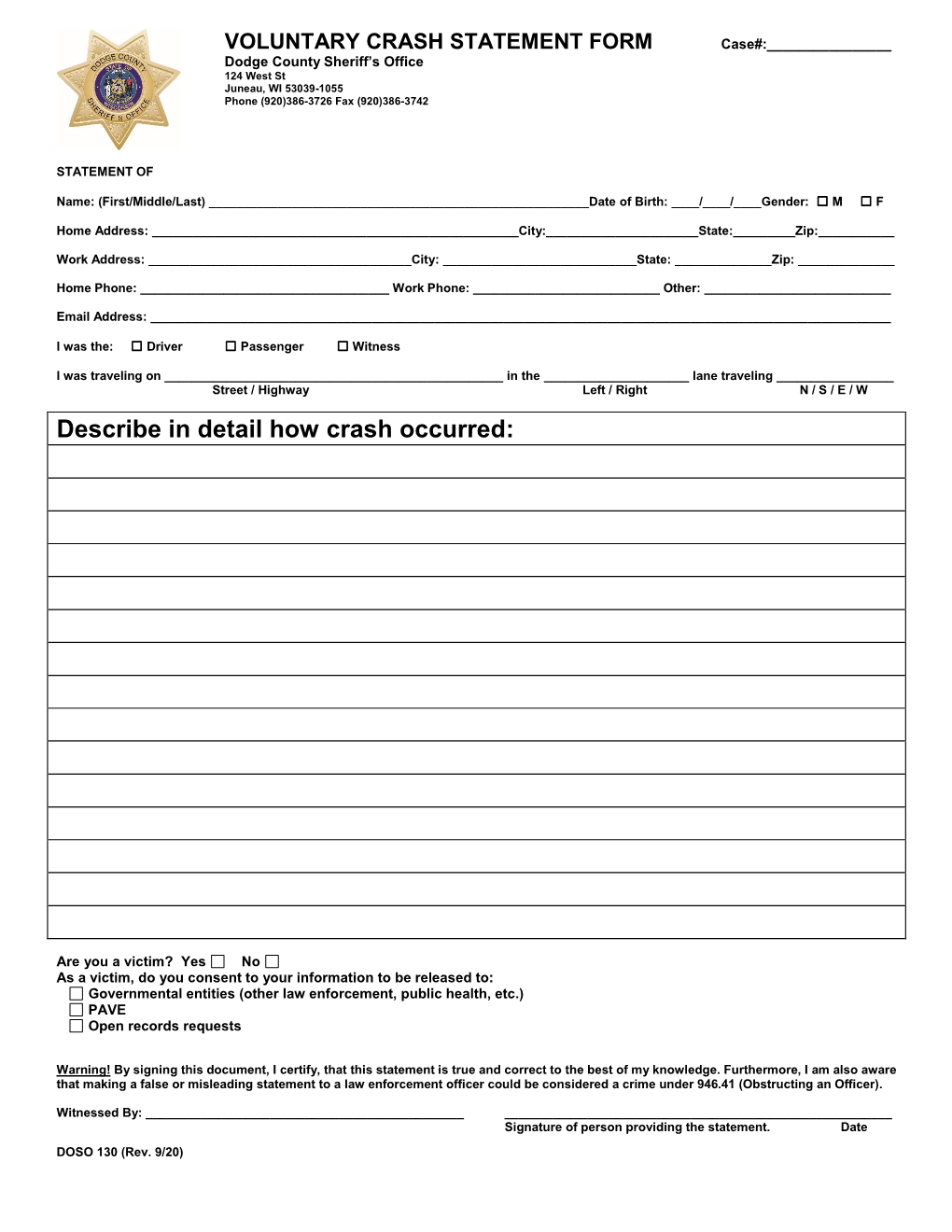 Voluntary Statement Form