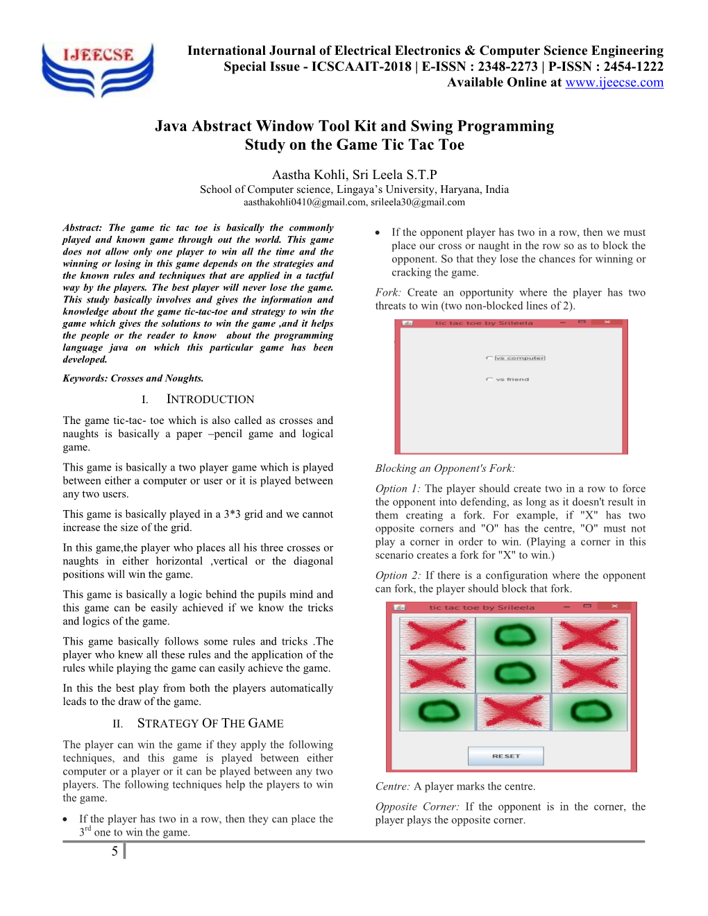 Java Abstract Window Tool Kit and Swing Programming Study on the Game Tic Tac Toe