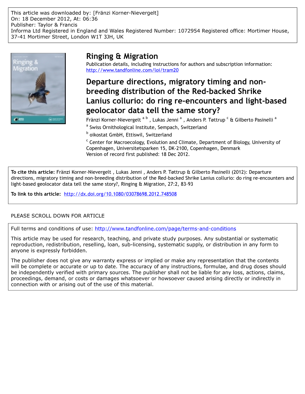 Departure Directions, Migratory Timing and Non