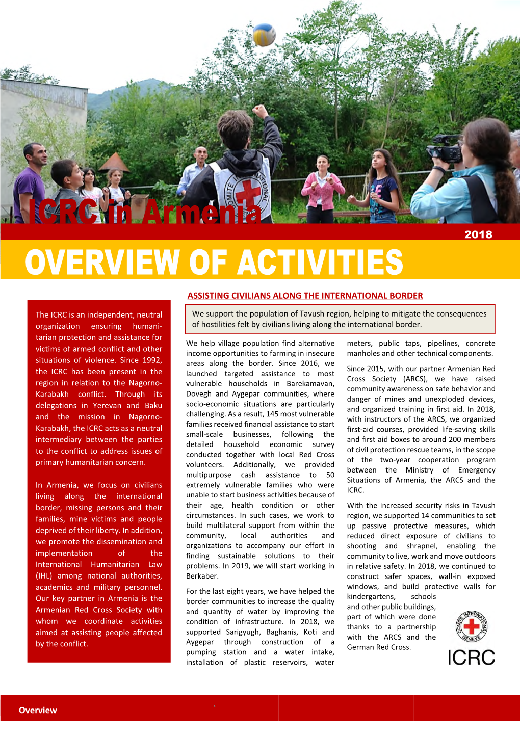 OVERVIEW of ACTIVITIES ICRC in Armenia