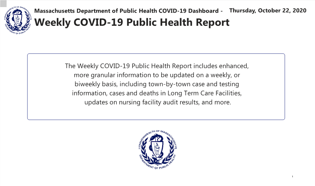 Weekly COVID-19 Public Health Report