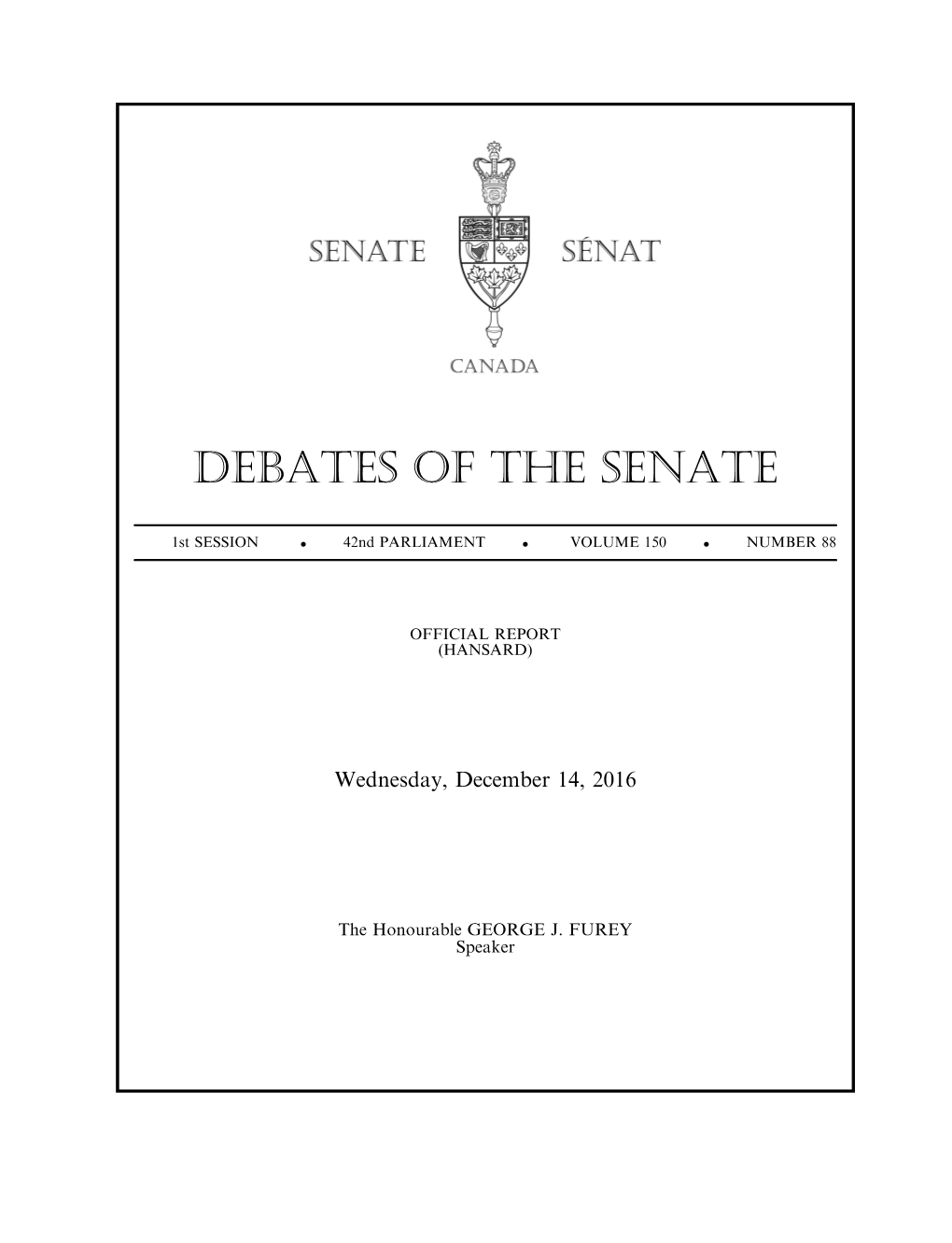 Debates of the Senate