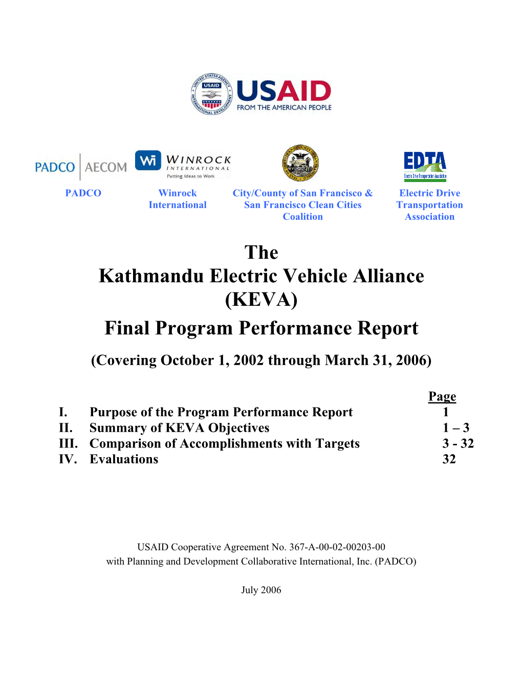 The Kathmandu Electric Vehicle Alliance (KEVA) Final Program Performance Report
