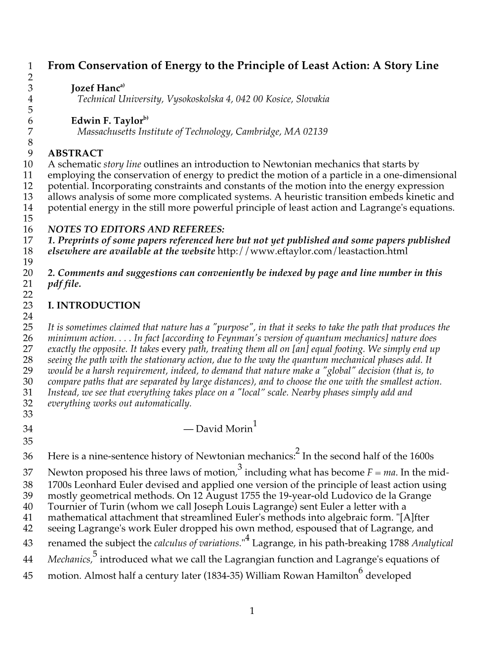 From Conservation of Energy to the Principle of Least