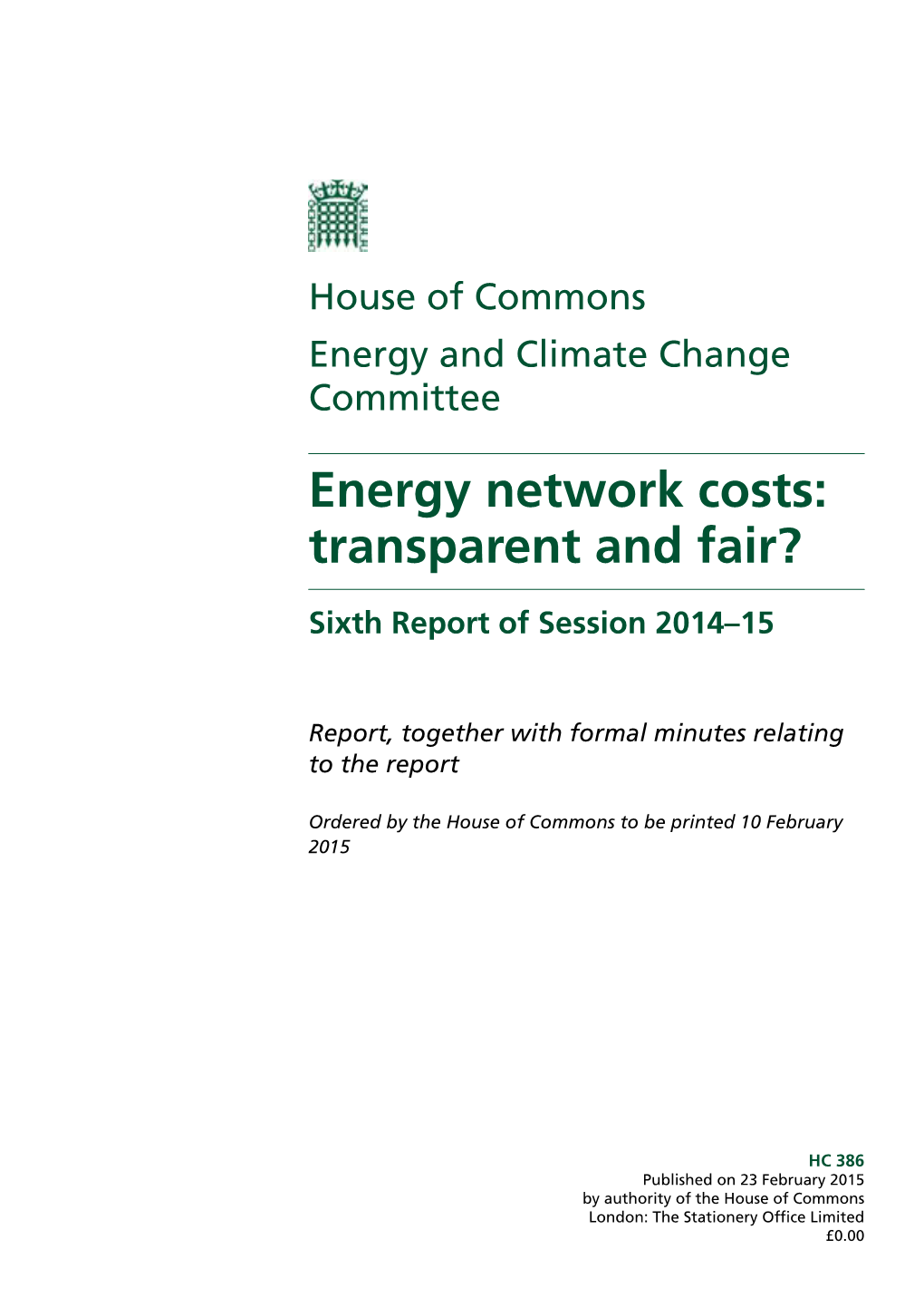 Energy Network Costs: Transparent and Fair?