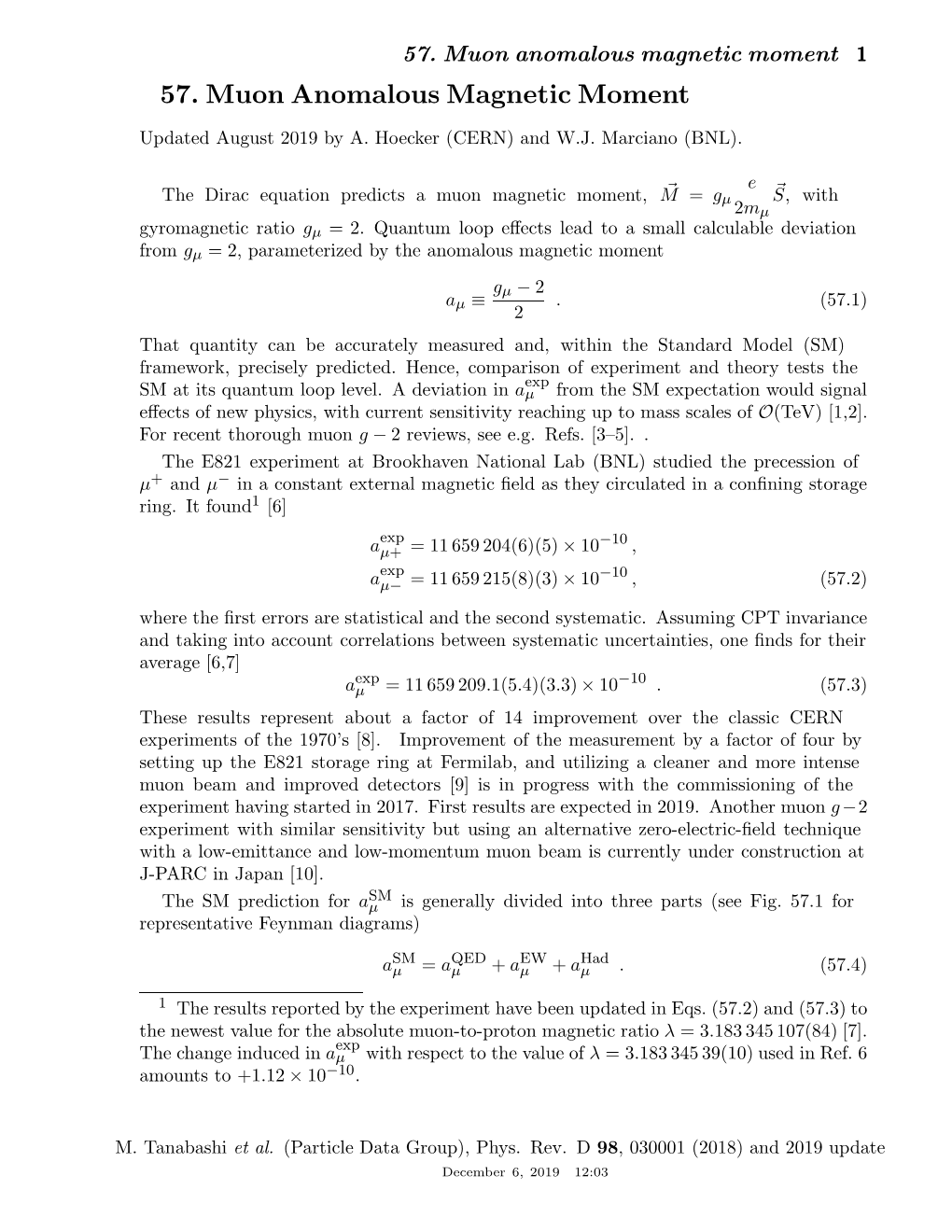 57. Muon Anomalous Magnetic Moment 1 57