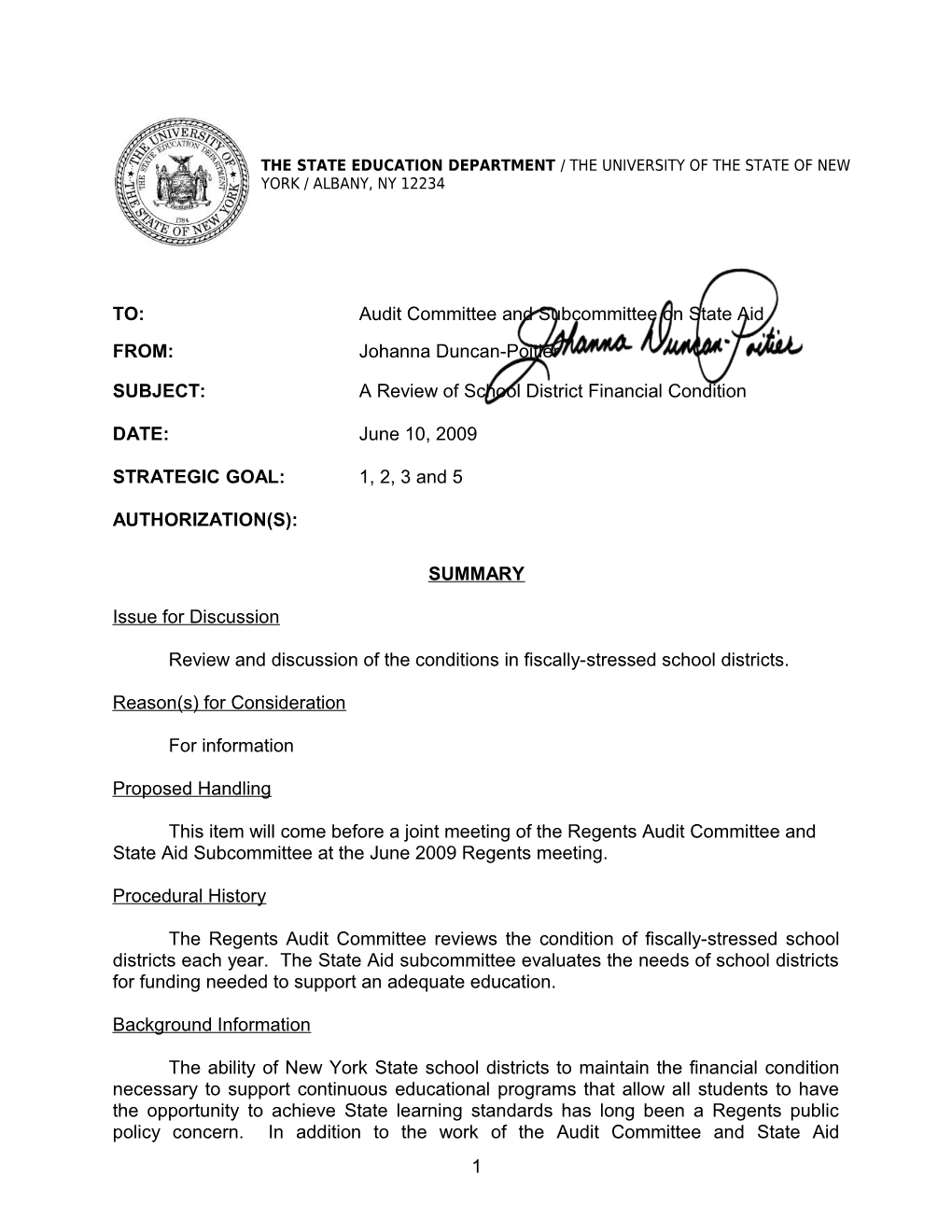 Review and Discussion of the Conditions in Fiscally-Stressed School Districts