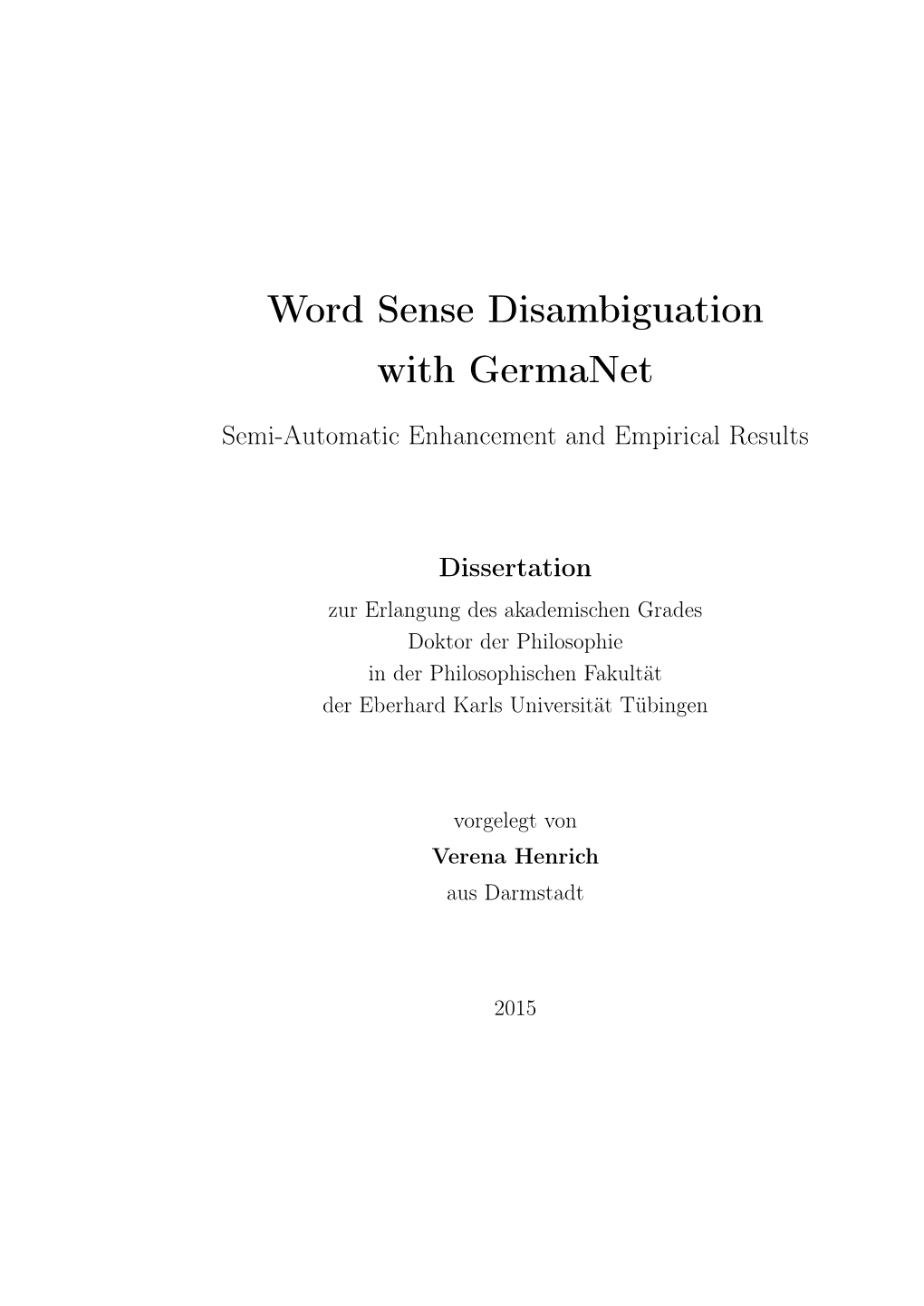 Word Sense Disambiguation with Germanet