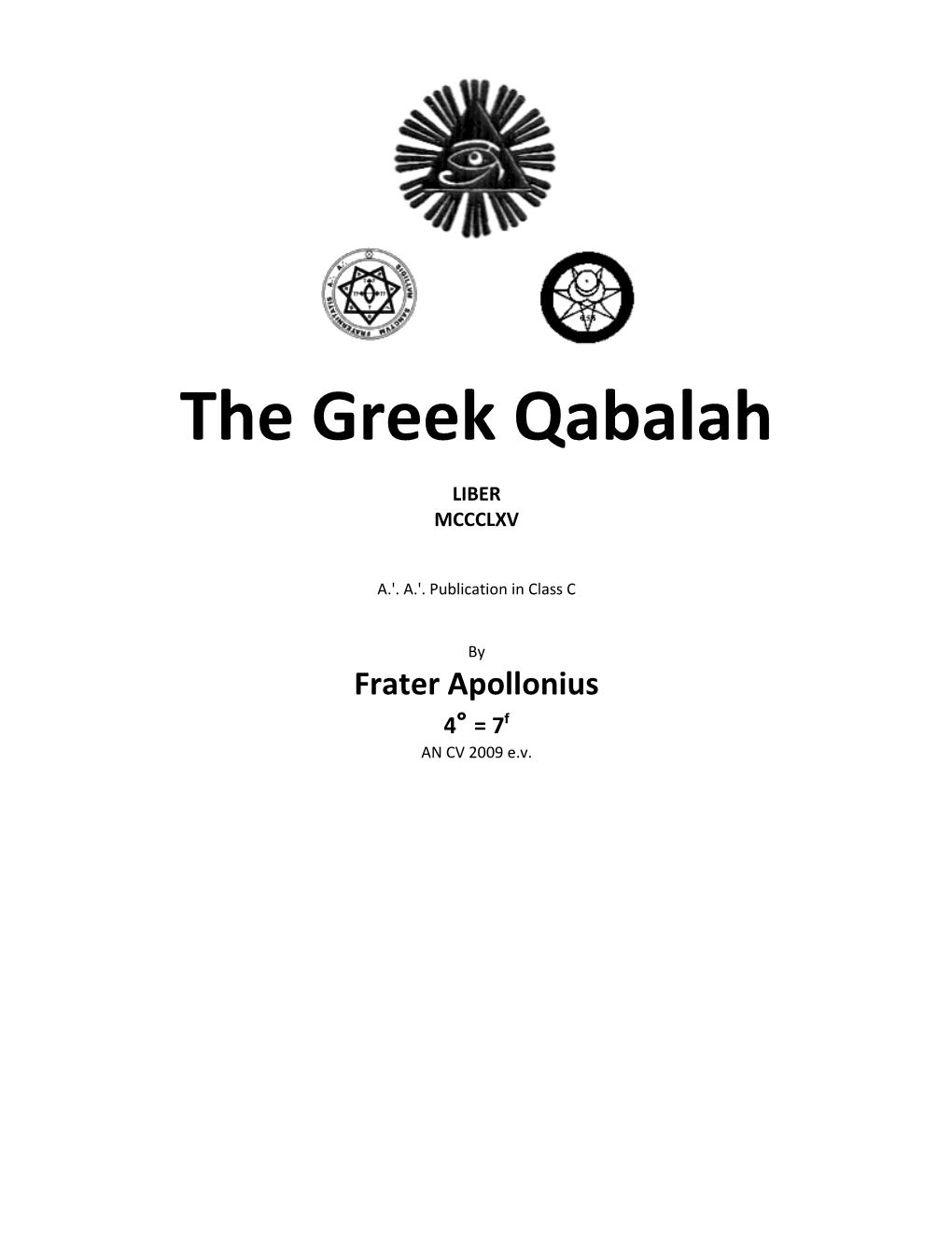 Crowley's Greek Qabalah From