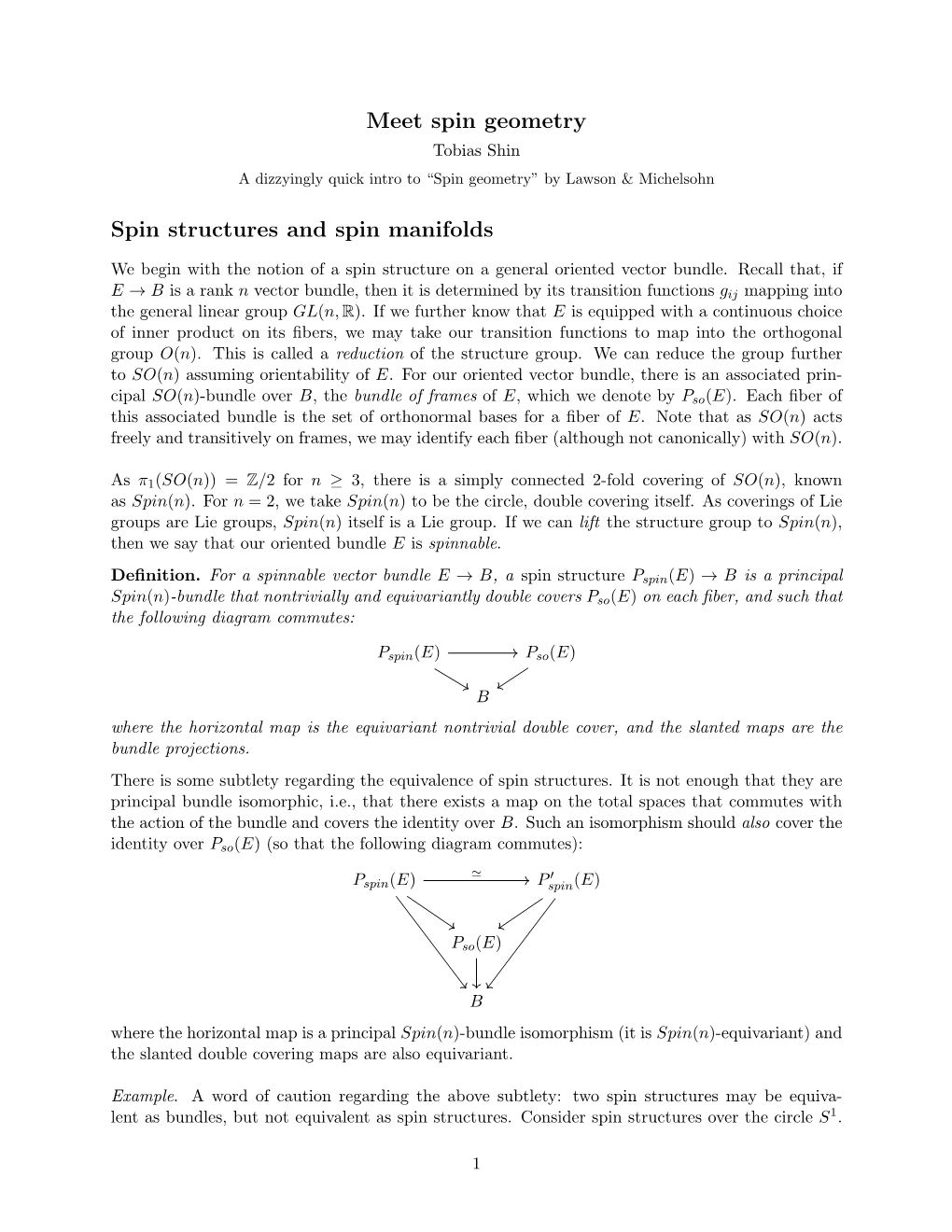 Meet Spin Geometry Spin Structures and Spin Manifolds