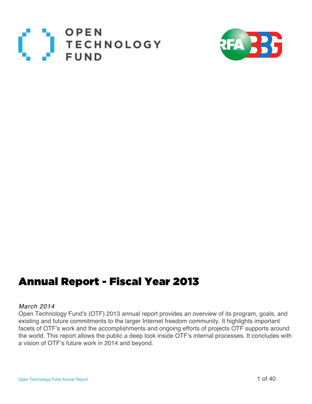Annual Report - Fiscal Year 2013