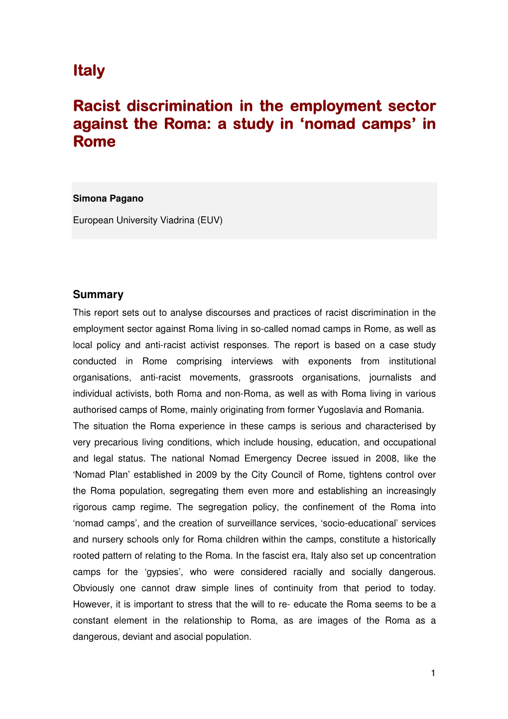 Nomad Camps’ in Rome