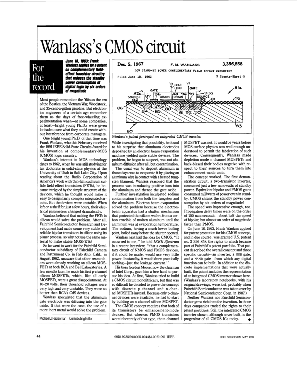 Wanlass's CMOS Circuit