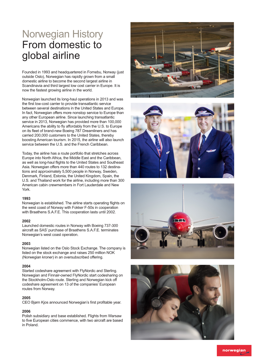 Norwegian History from Domestic to Global Airline