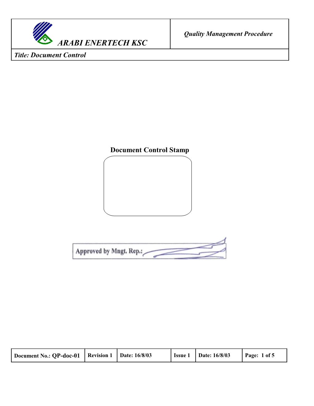 Document Control Stamp