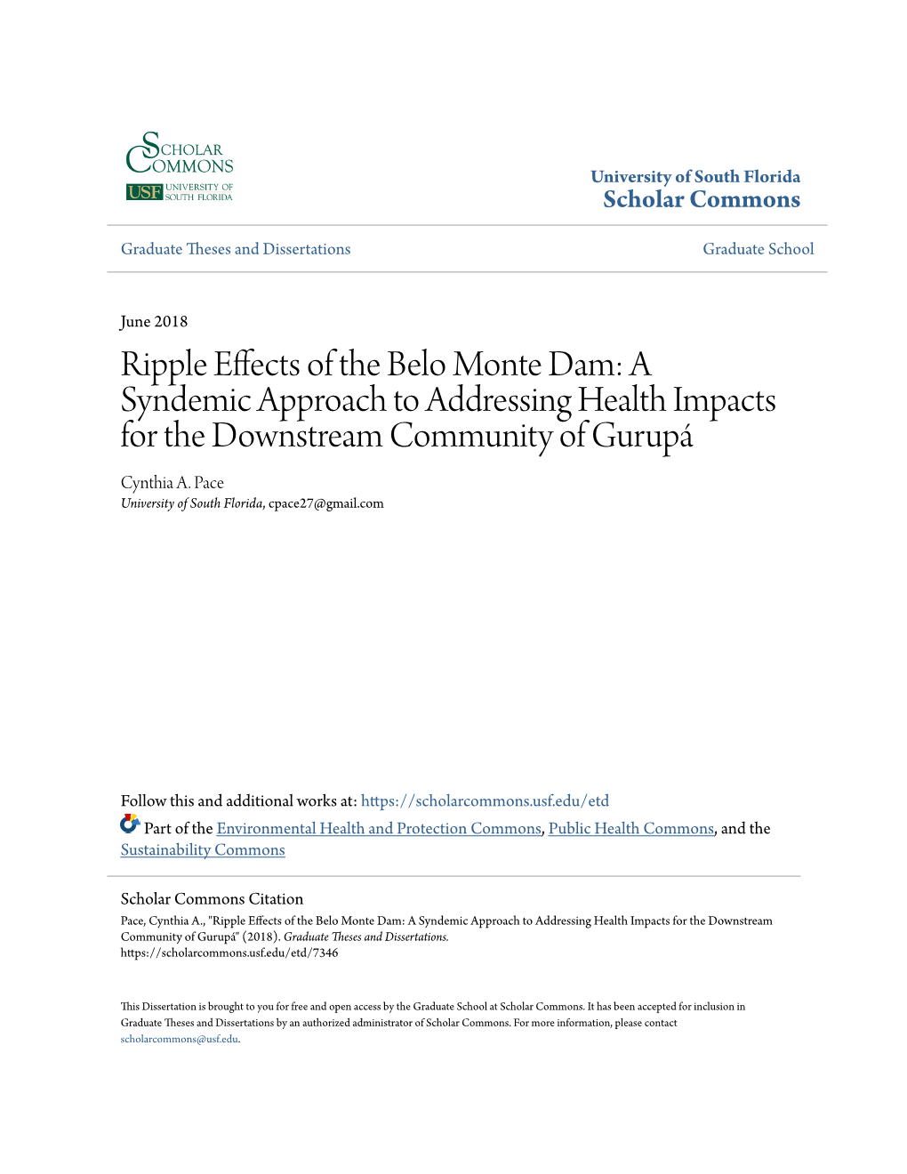 Ripple Effects of the Belo Monte Dam: a Syndemic Approach to Addressing Health Impacts for the Downstream Community of Gurupá Cynthia A