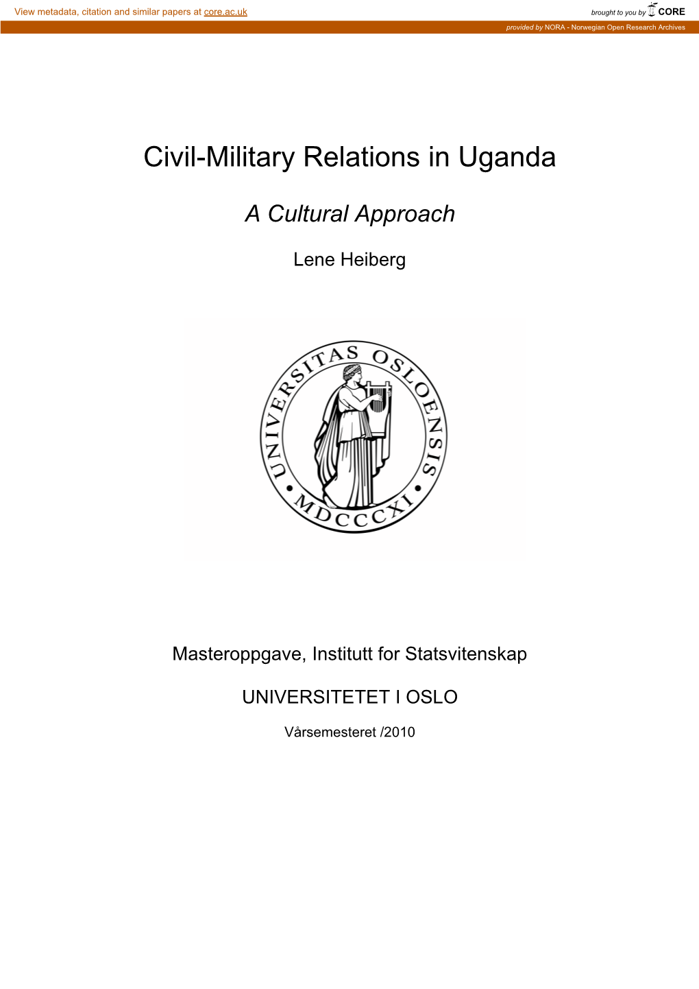 Civil-Military Relations in Uganda