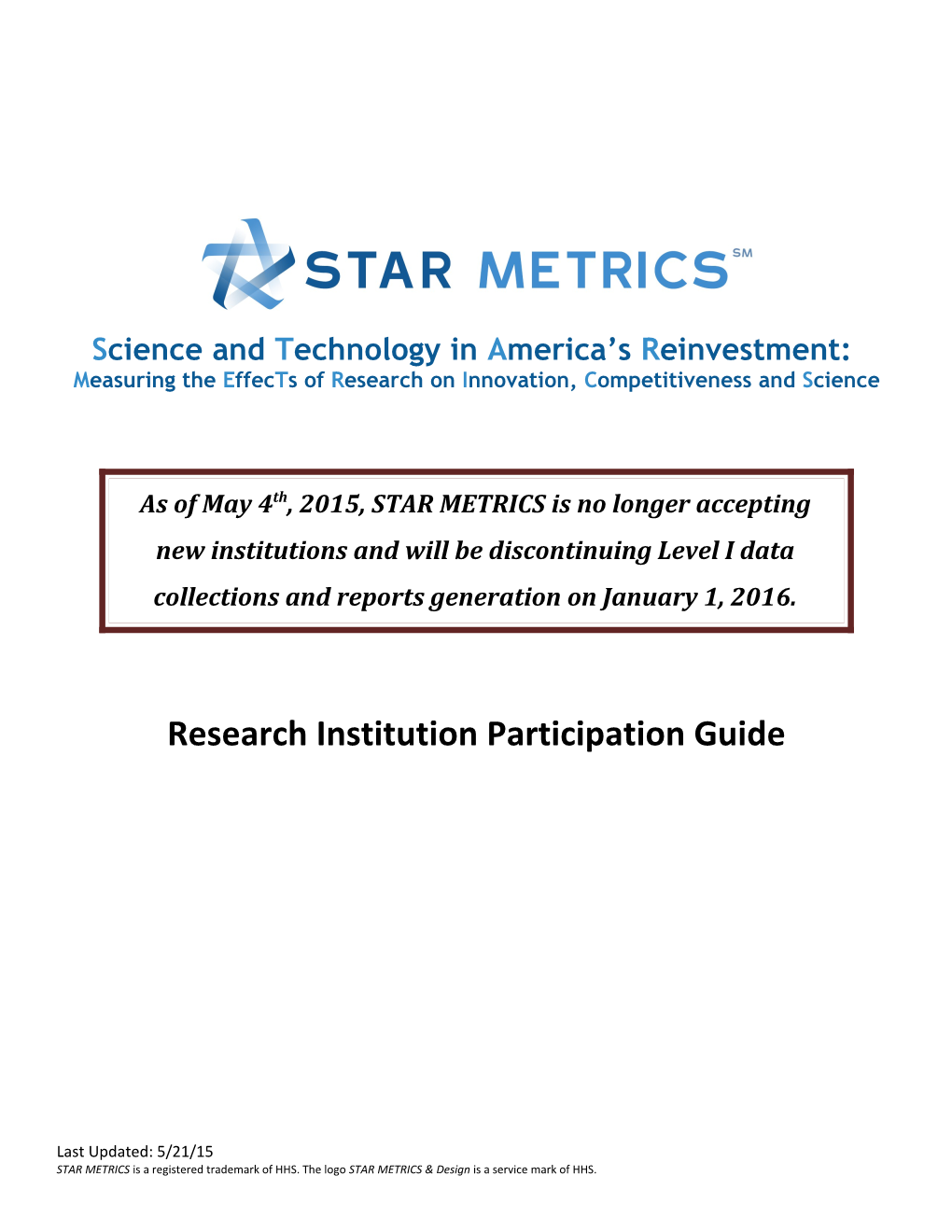 Research Institution Participation Guide