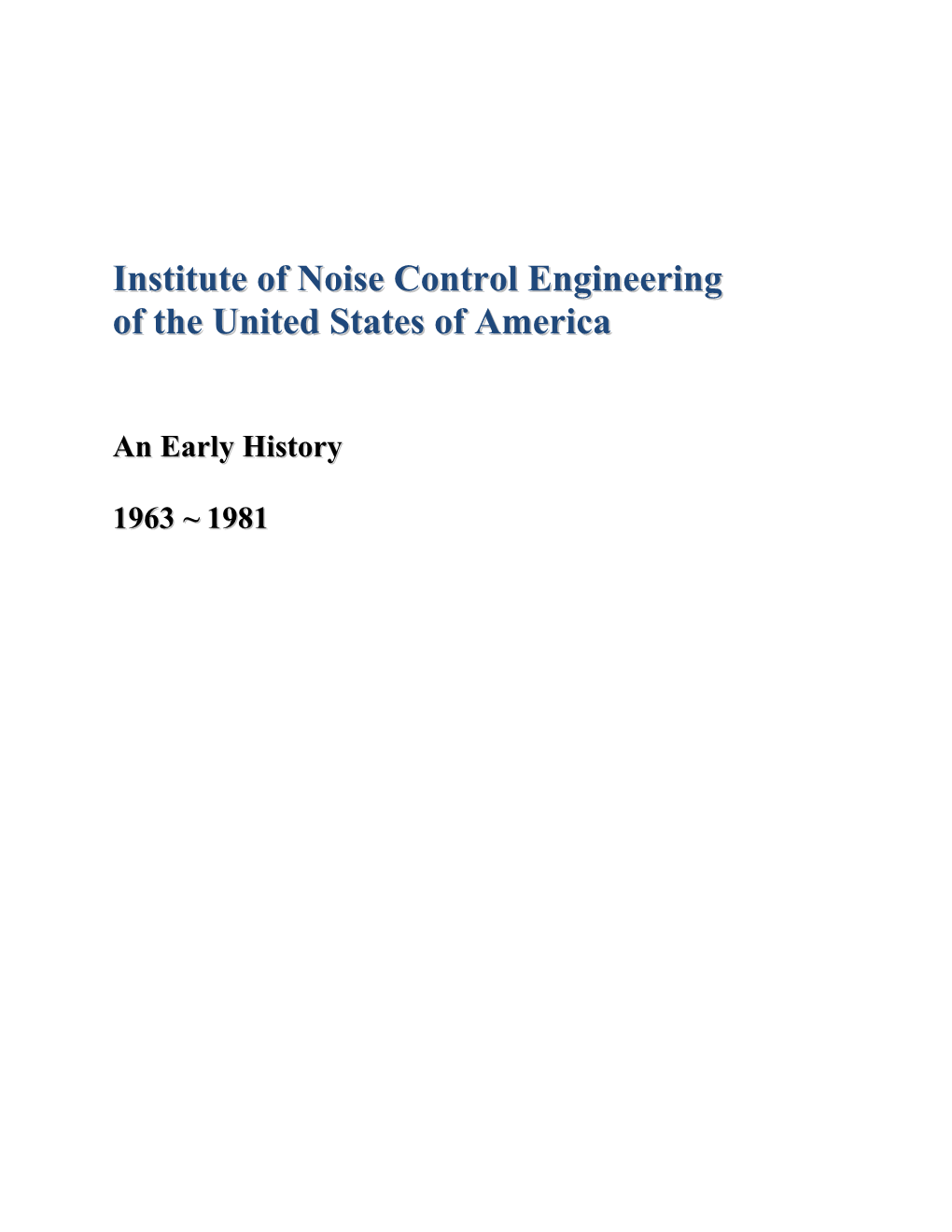 Institute of Noise Control Engineering of the United States of America