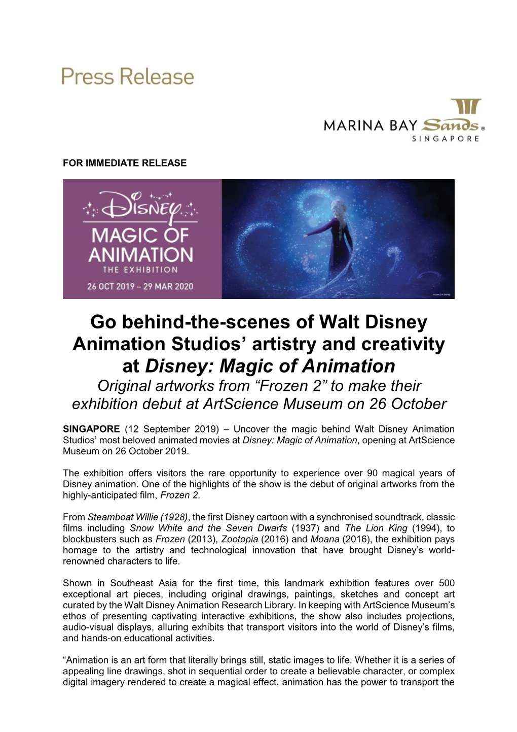 Go Behind-The-Scenes of Walt Disney Animation