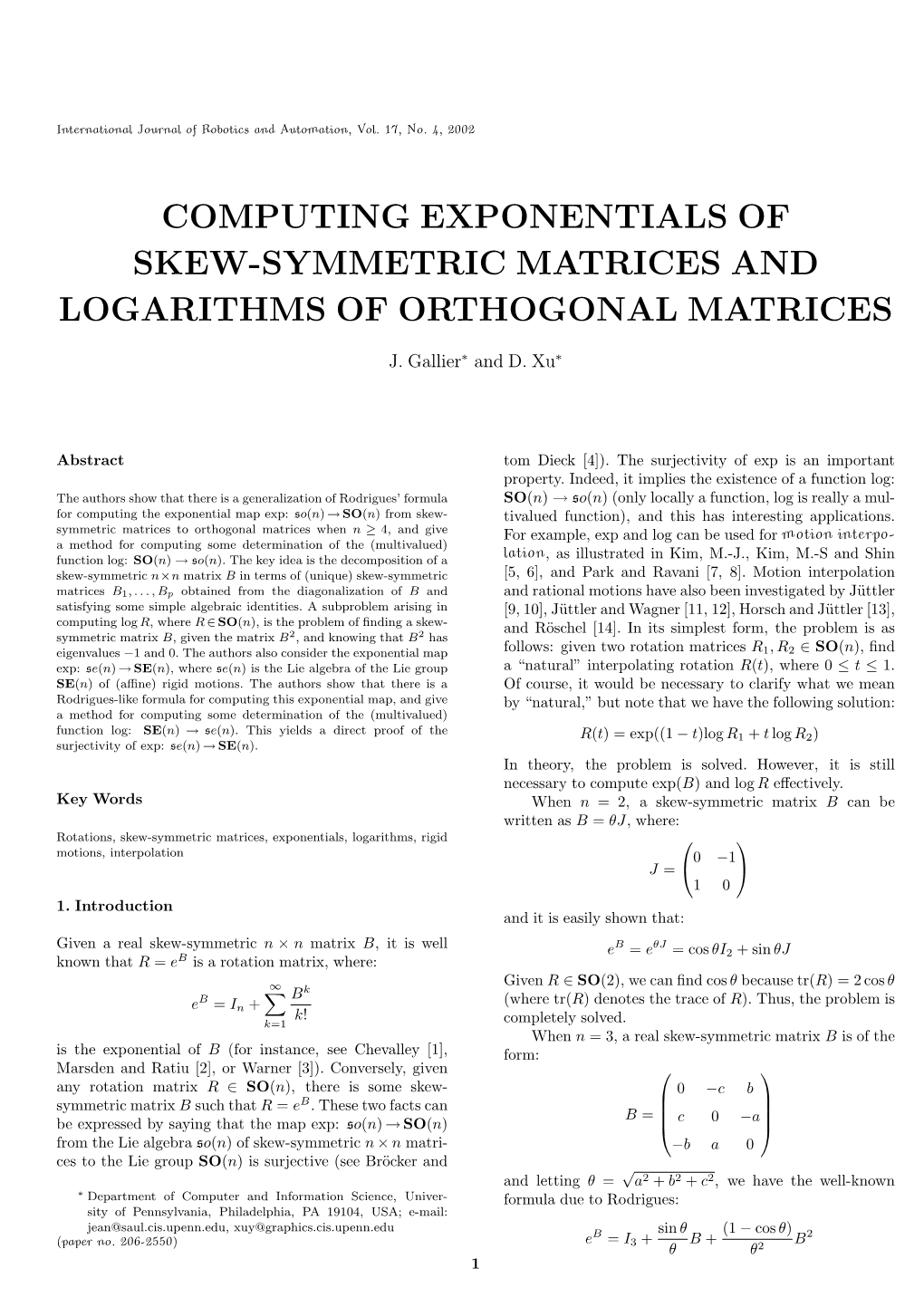 Computing Exponentials of Skew-Symmetric Matrices and Logarithms of Orthogonal Matrices