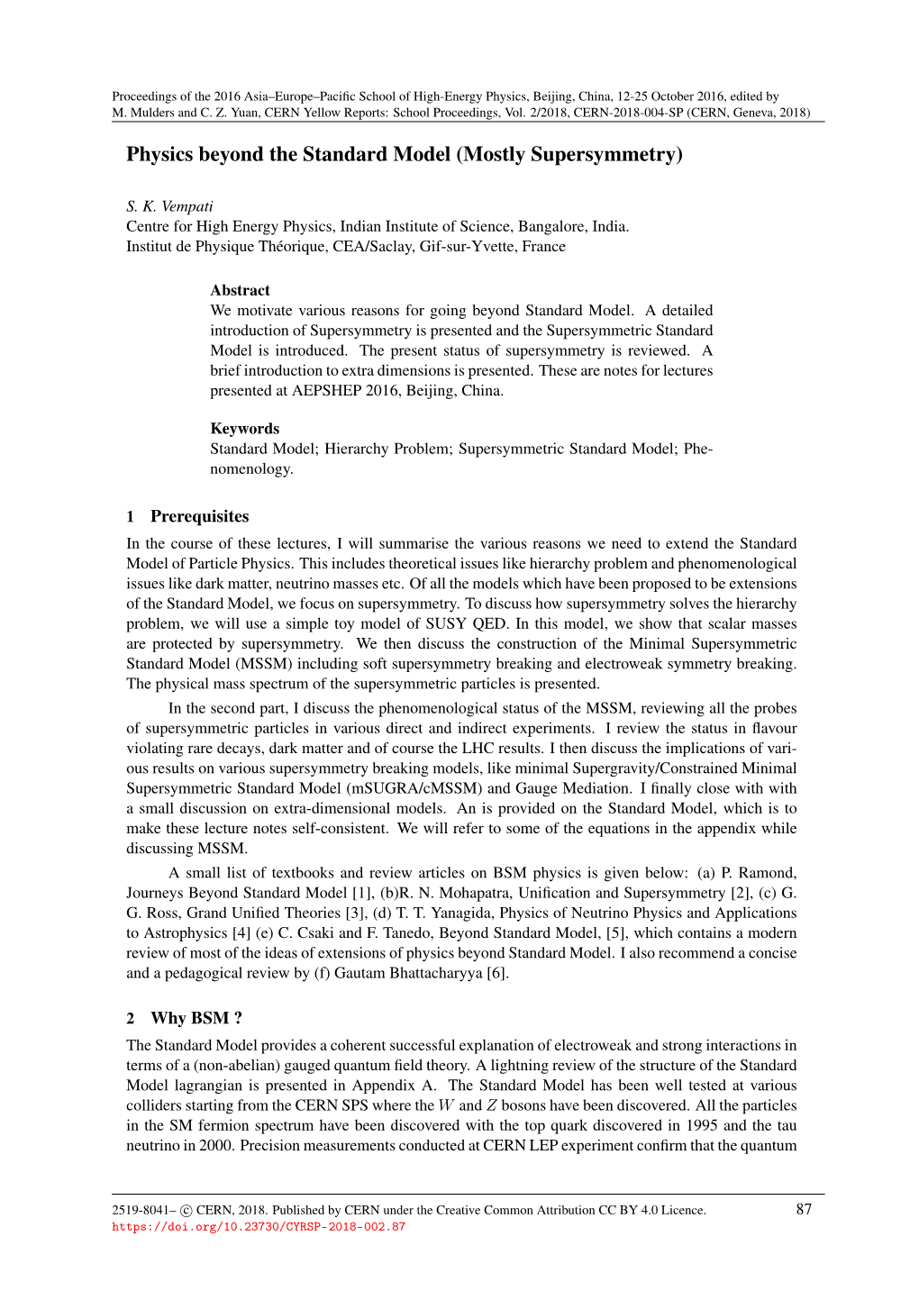 Physics Beyond the Standard Model (Mostly Supersymmetry)