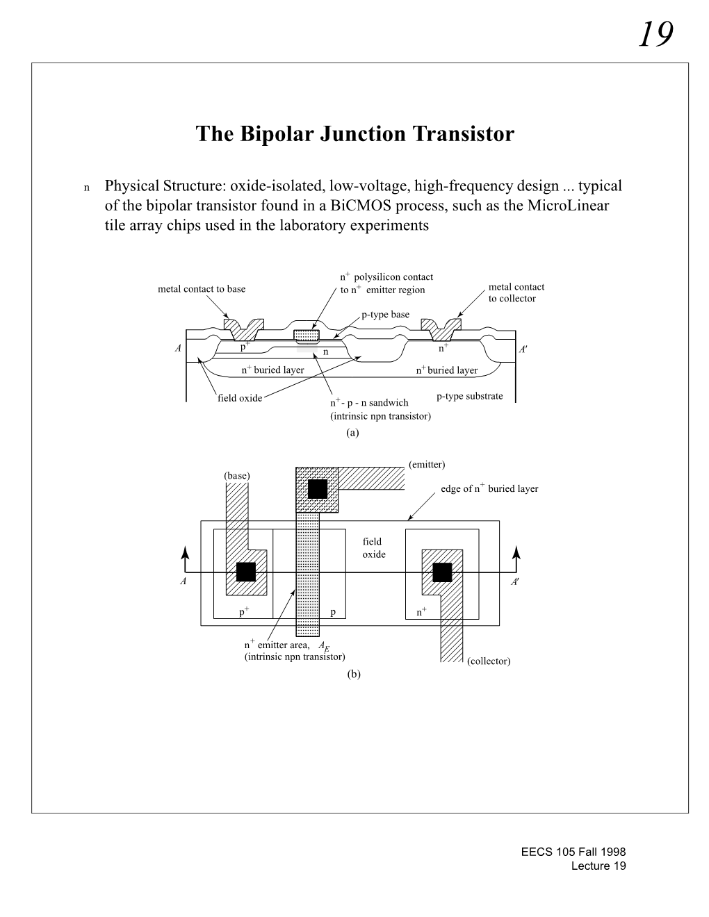 The Bipolar Junction Transistor N Physical Structure: Oxide-Isolated, Low-Voltage, High-Frequency Design