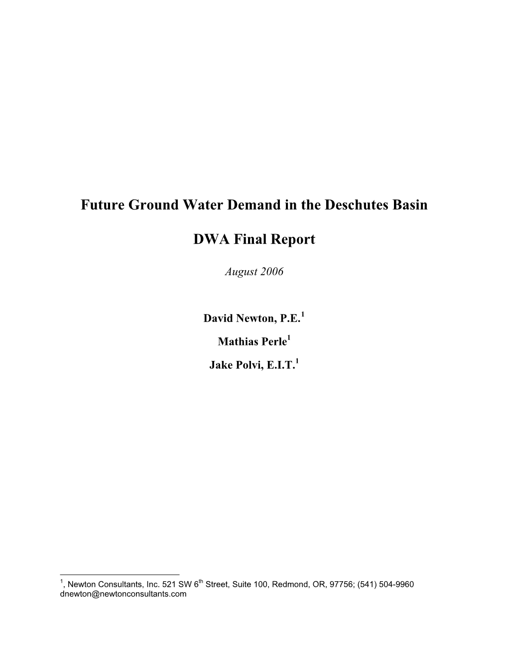 Coco Water Supply Report
