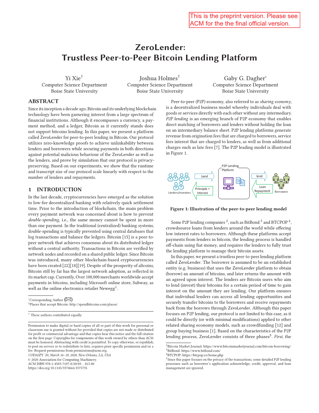 Zerolender:Trustless Peer-To-Peer Bitcoin Lending Platform