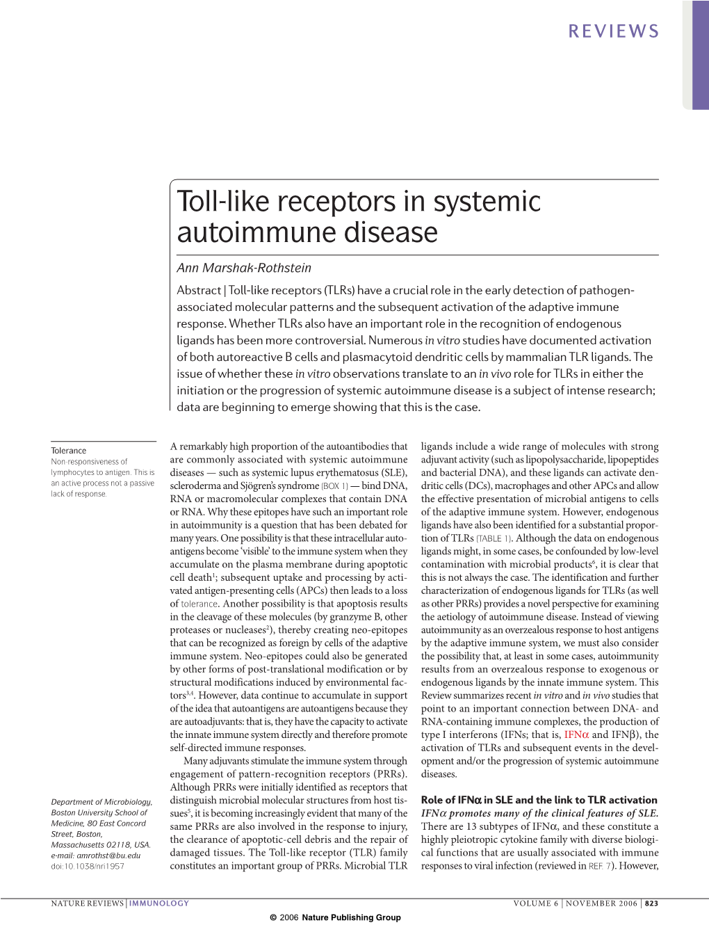 Toll-Like Receptors in Systemic Autoimmune Disease