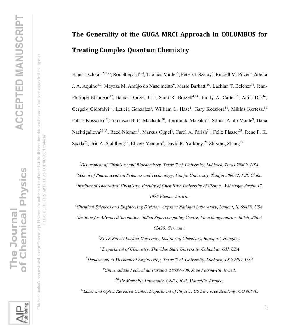 The Generality of the GUGA MRCI Approach in COLUMBUS For