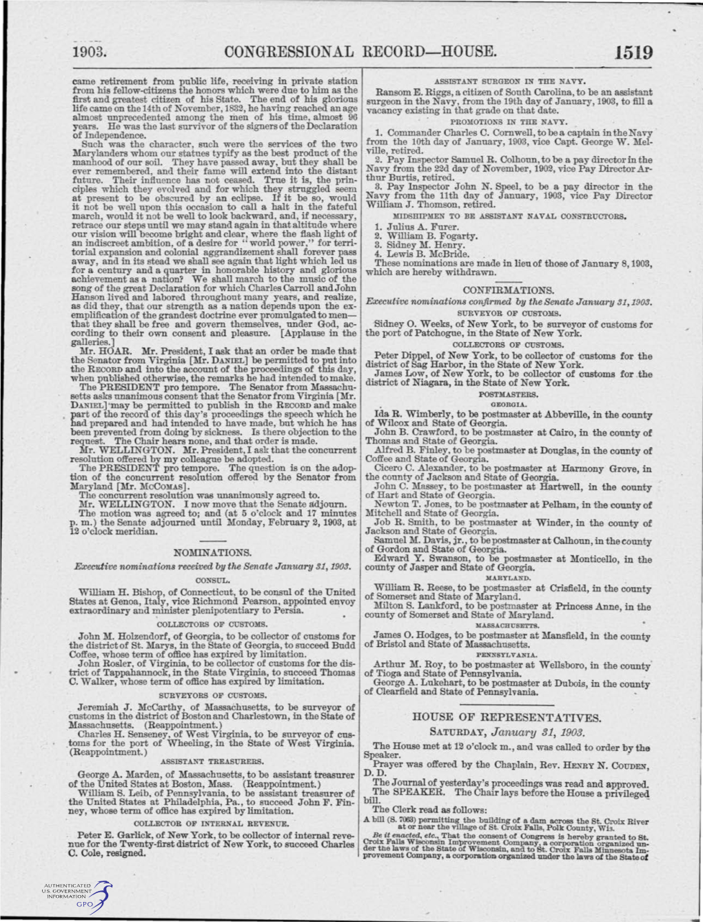 1903. Congressional Record-House. 1519
