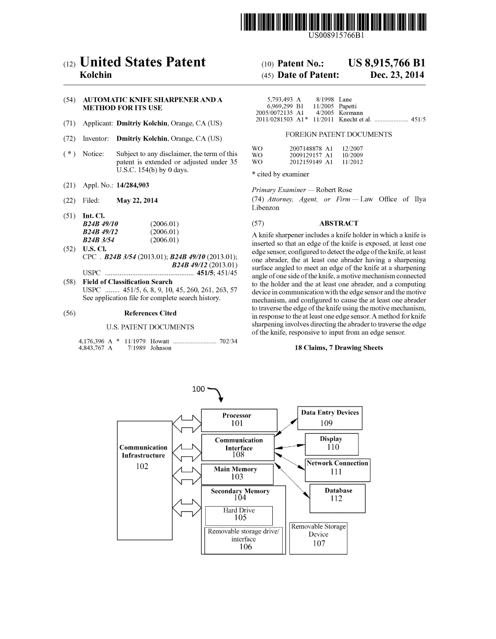 (12) United States Patent (10) Patent No.: US 8,915,766 B1 Kolchin (45) Date of Patent: Dec