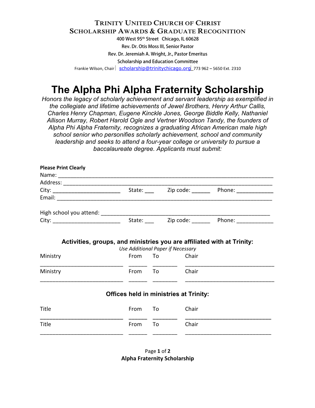 The Alpha Phi Alpha Fraternity Scholarship