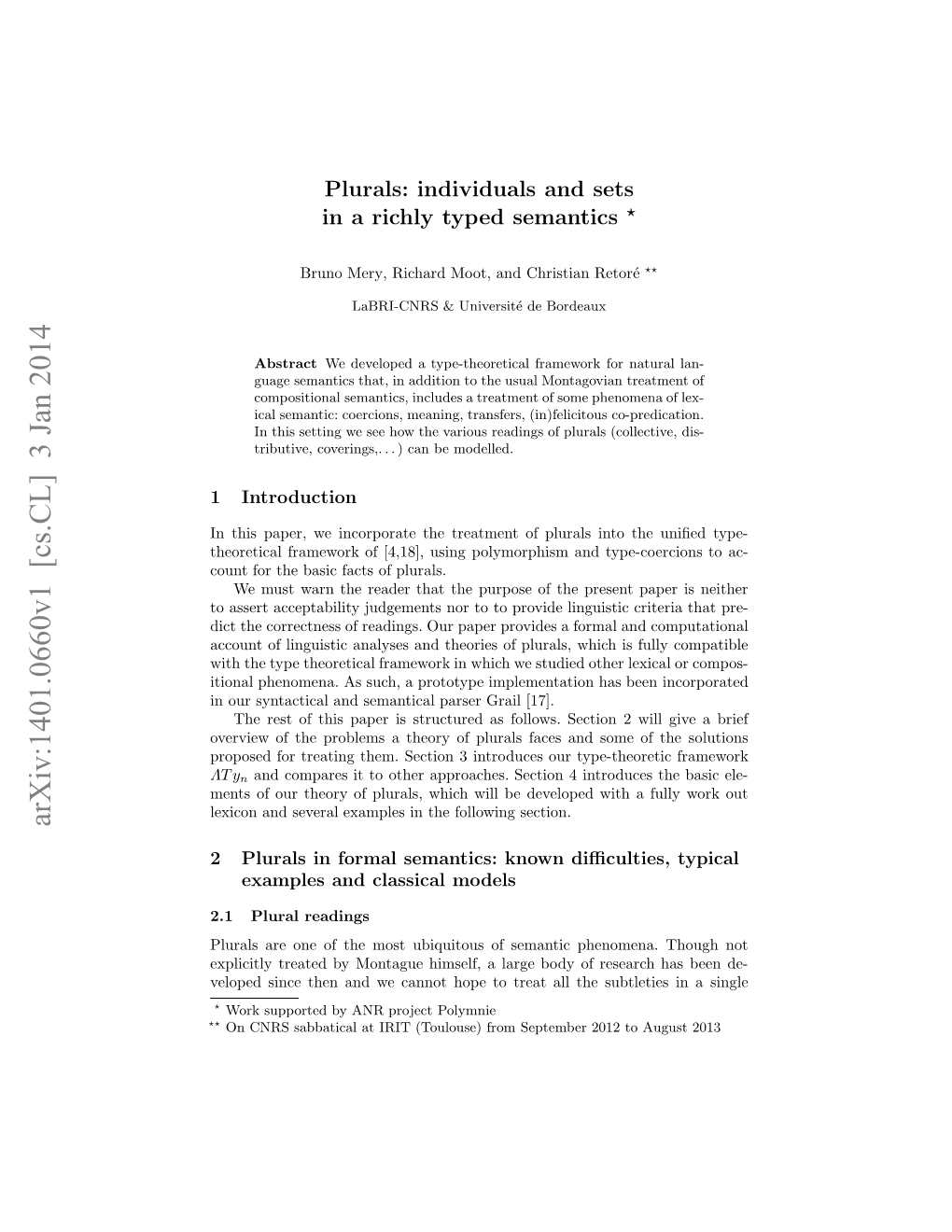 Arxiv:1401.0660V1 [Cs.CL] 3 Jan 2014 ⋆⋆ Eoe Ic Hnadw Anthp Otetaltesblte Na in Subtleties the All Treat to Has Hope Research Thou Cannot of Phenomena