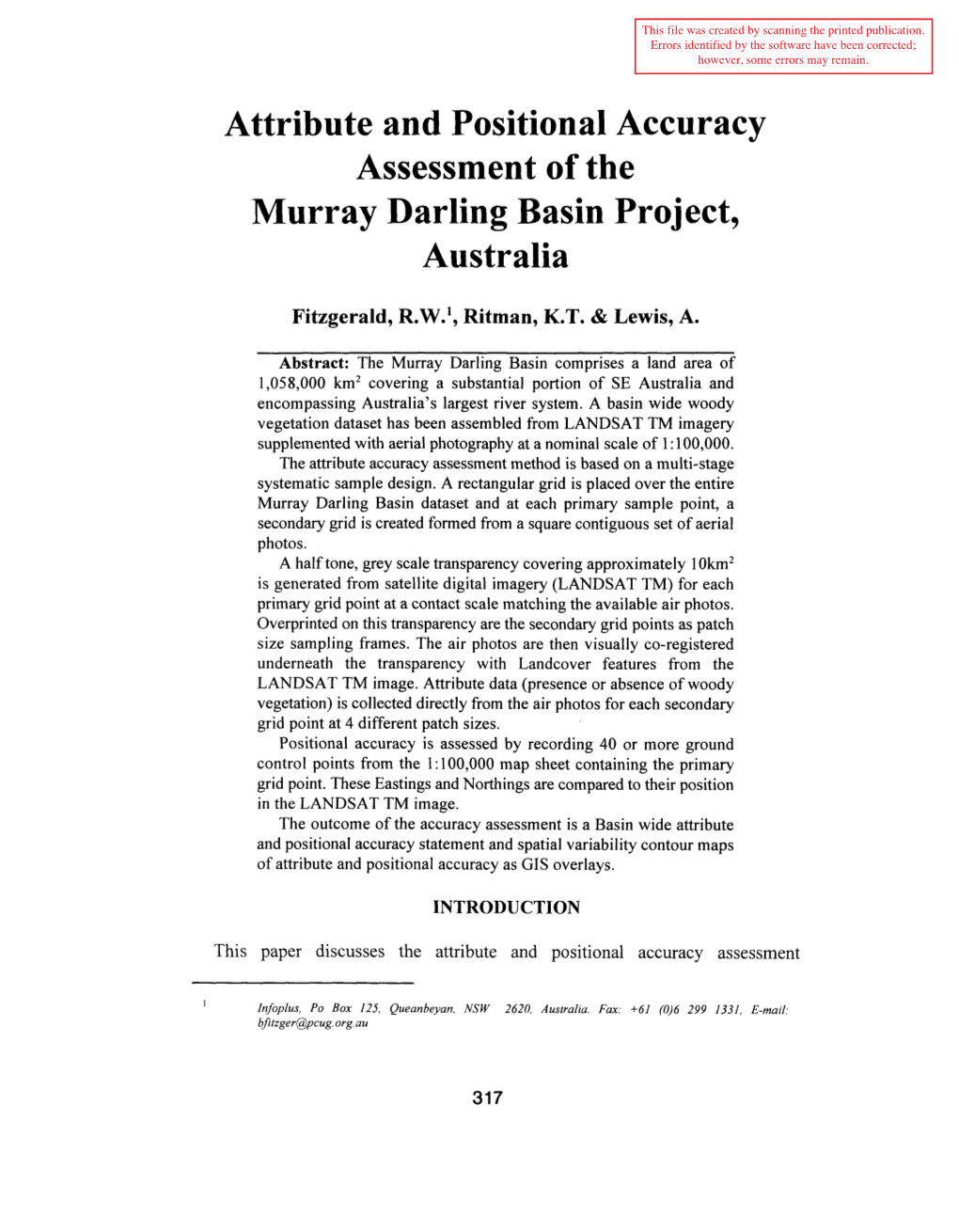 Spatial Accuracy Assessment in Natural Resources And