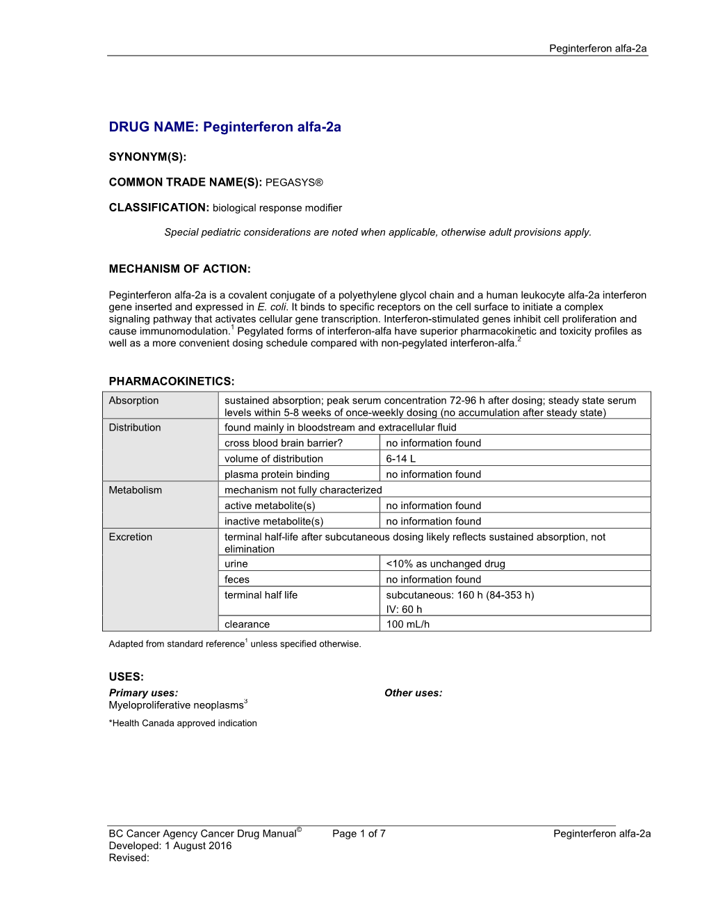 DRUG NAME: Peginterferon Alfa-2A