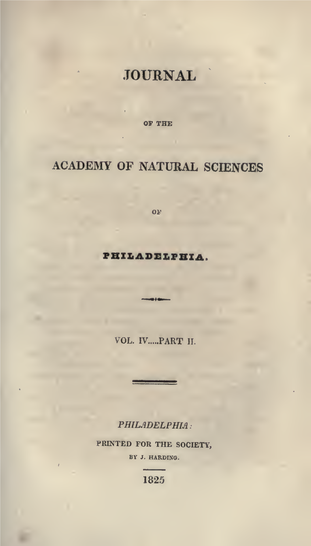 Journal of the Academy of Natural Sciences of Philadelphia