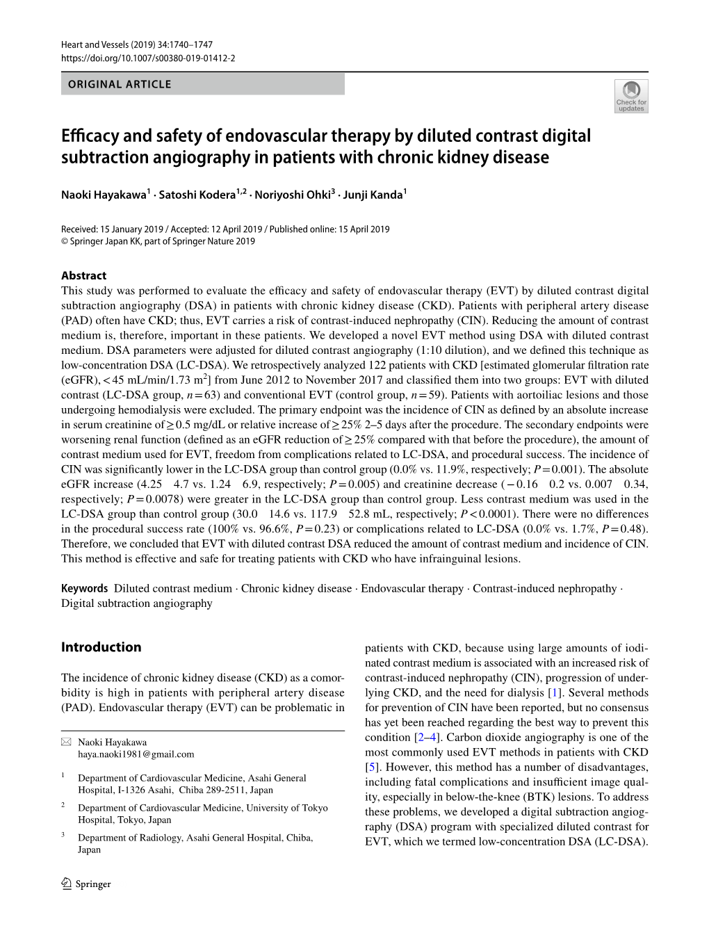 Efficacy and Safety of Endovascular Therapy by Diluted Contrast Digital