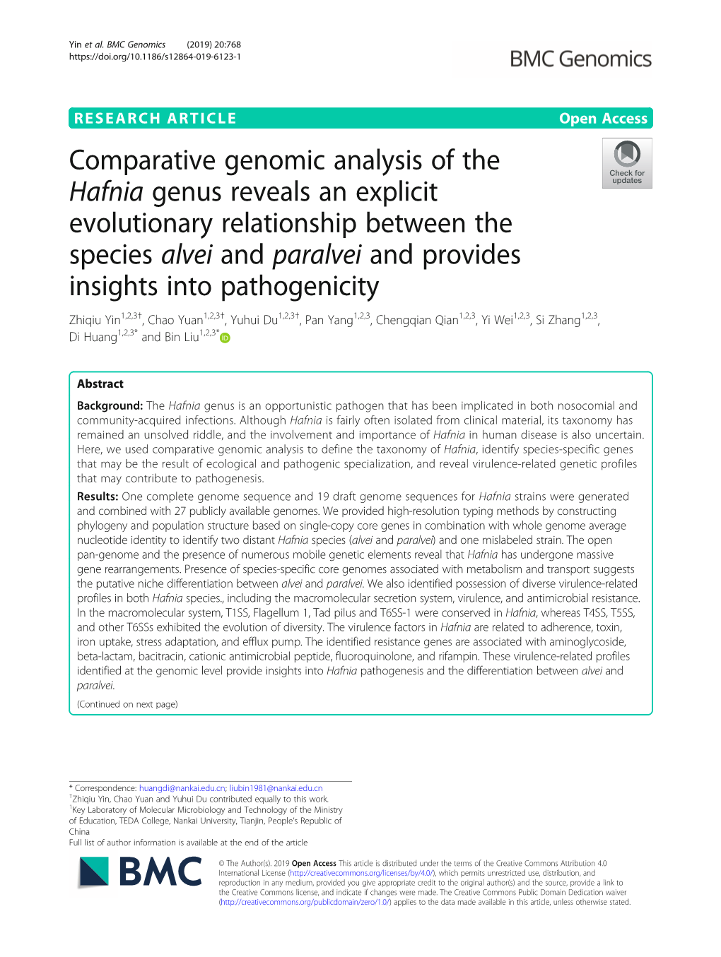 Comparative Genomic Analysis of the Hafnia Genus Reveals an Explicit