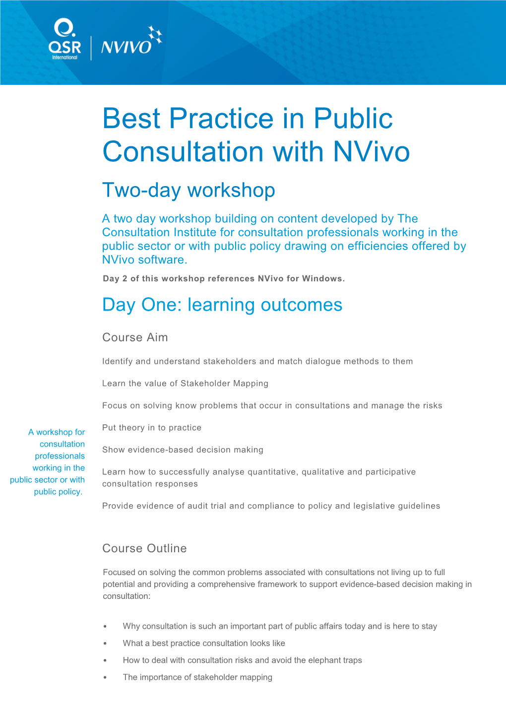 Best Practice in Public Consultation with Nvivo