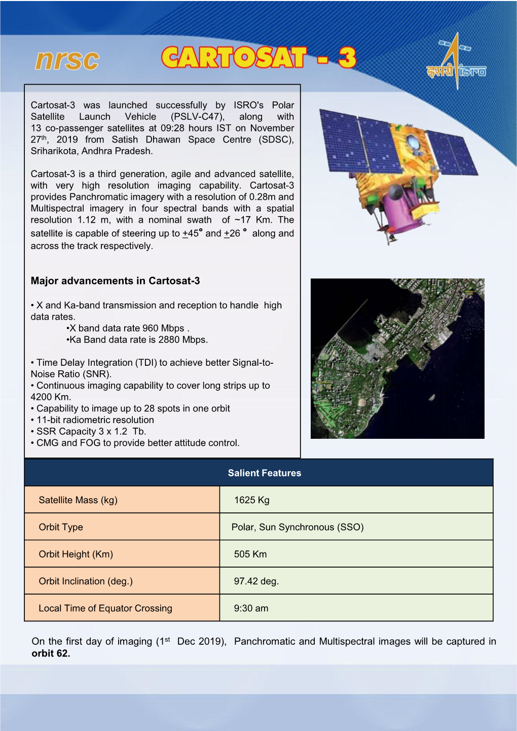 Major Advancements in Cartosat-3