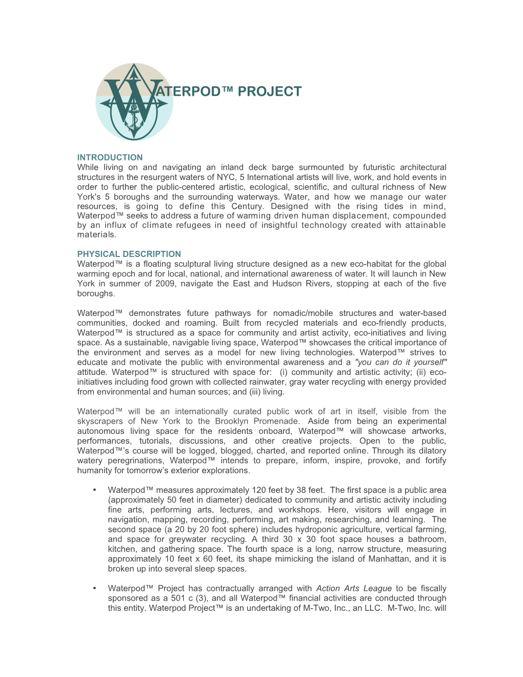 Our 2009 WATERPOD™ PRESS RELEASE Is Available to Download