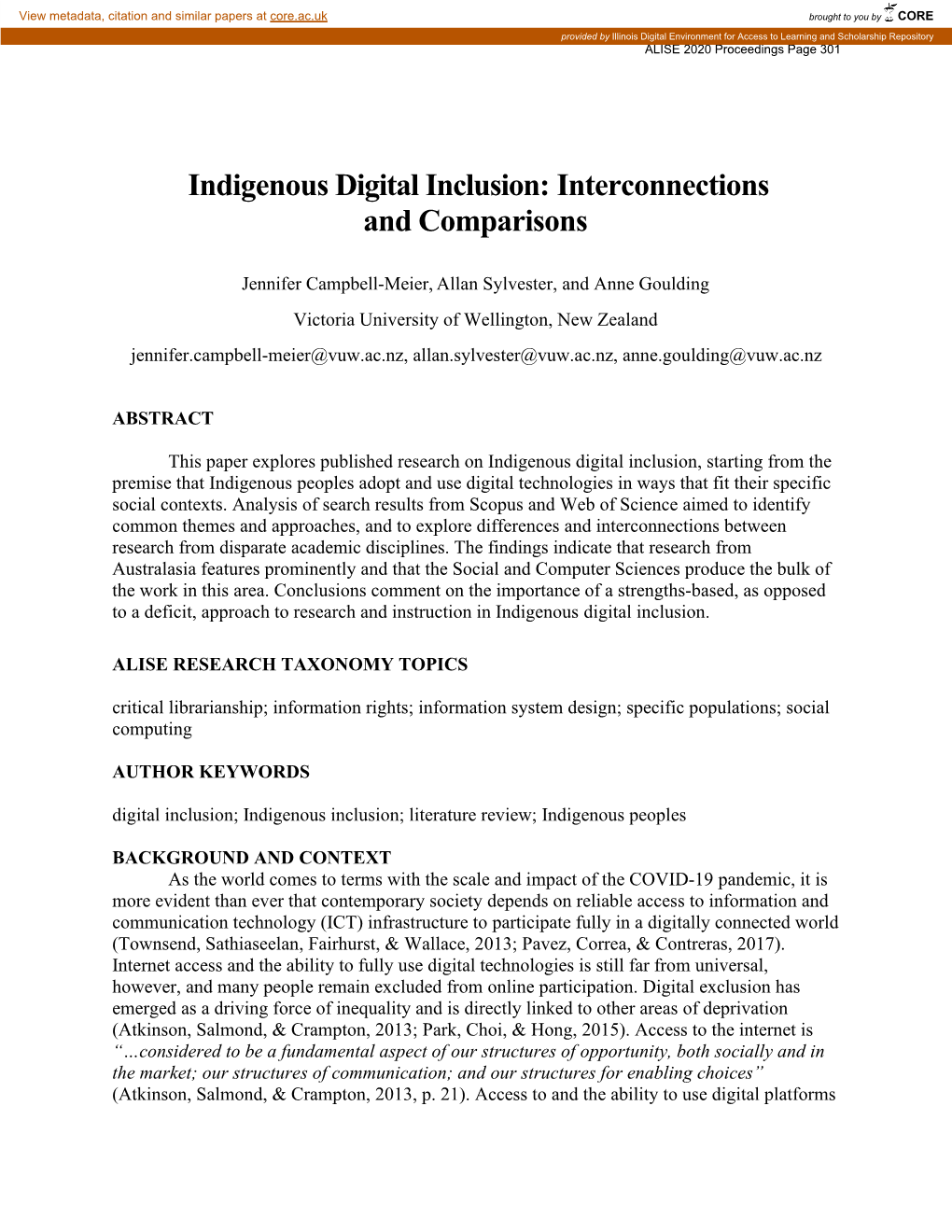 Indigenous Digital Inclusion: Interconnections and Comparisons