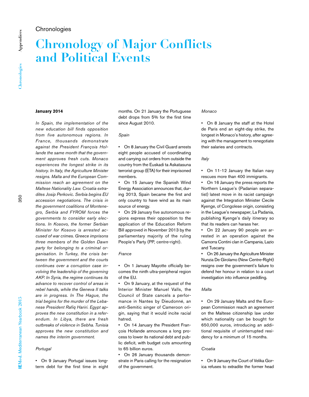 Chronology of Major Conflicts and Political Events