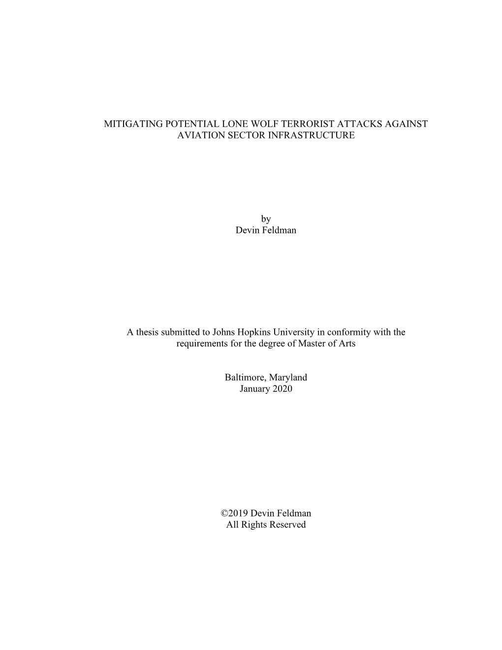 Mitigating Potential Lone Wolf Terrorist Attacks Against Aviation Sector Infrastructure